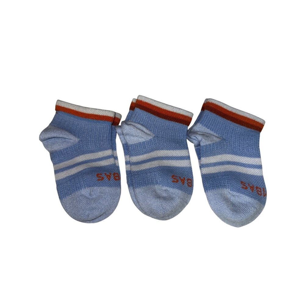 Bombas Toddler Socks Blue Red Stripe 3 Pair Stay On Cotton Age 1 - 3 NWOT